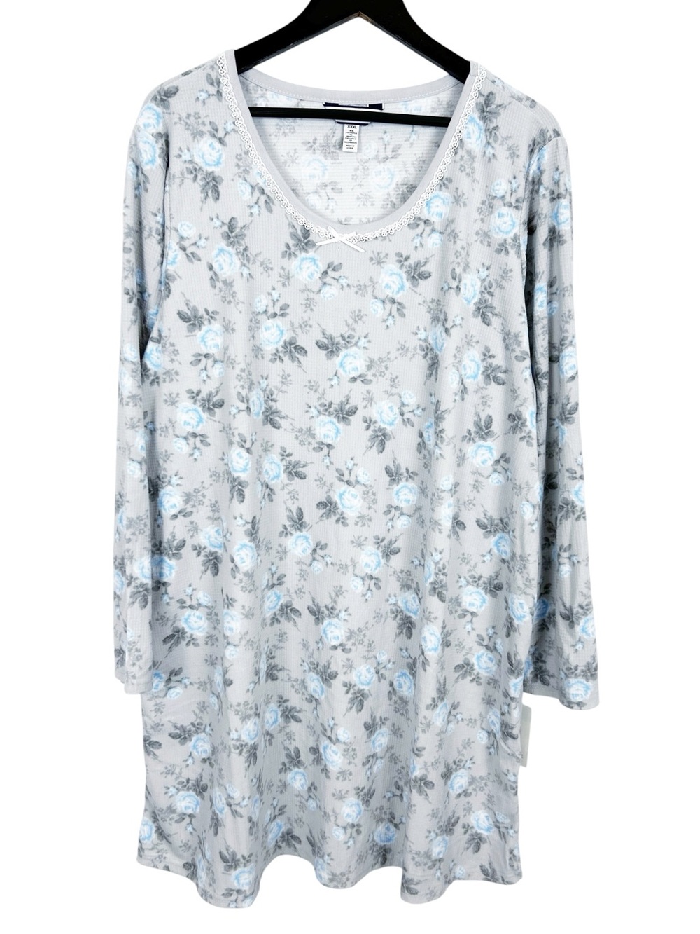 Charter Club Fleece Long Sleeve Nightshirt Size XXX-Large in Rose Floral
